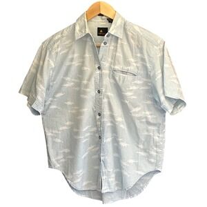 Vintage 90's Lizsport Fish Print Button Down Coastal Nautical Preppy Minimalist